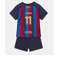 Barcelona Ferran Torres #11 Hemmaställ Barn 2022-23 Korta ärmar (+ Korta byxor)